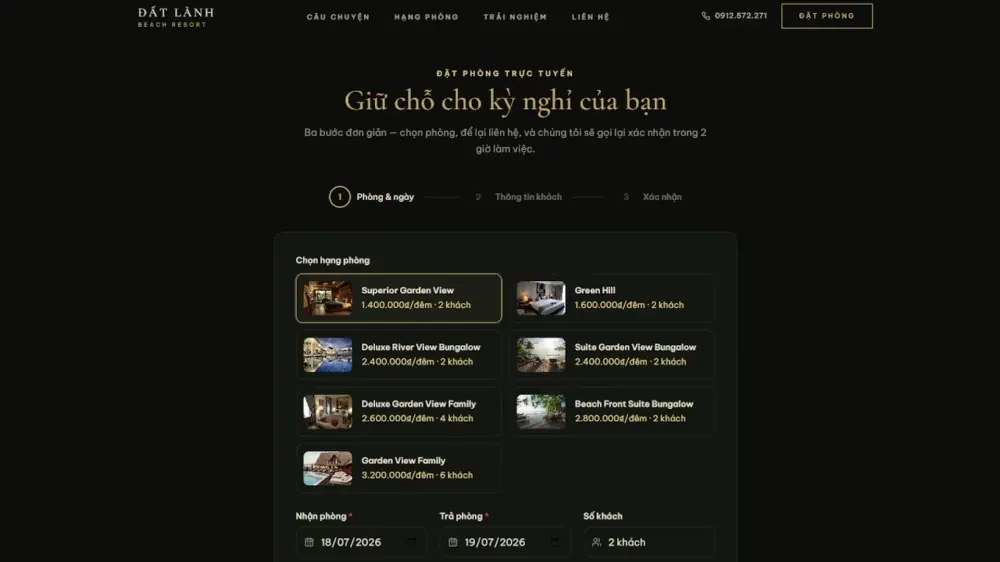 Hotels & Resorts website — Dat Lanh Beach Resort, designed by BBO TECH