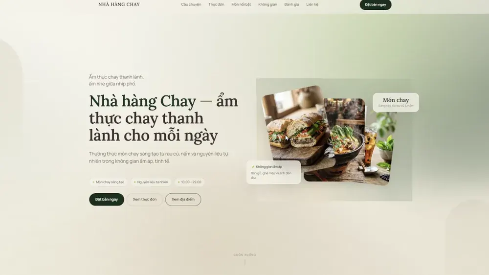 Restaurants & Cafes website — Modern Vegetarian Restaurant, designed by BBO TECH